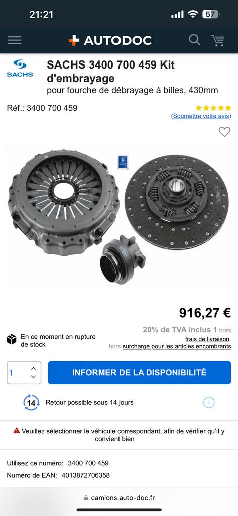 Kit de embrayage SACHS NEUF, Ophalen, Nieuw