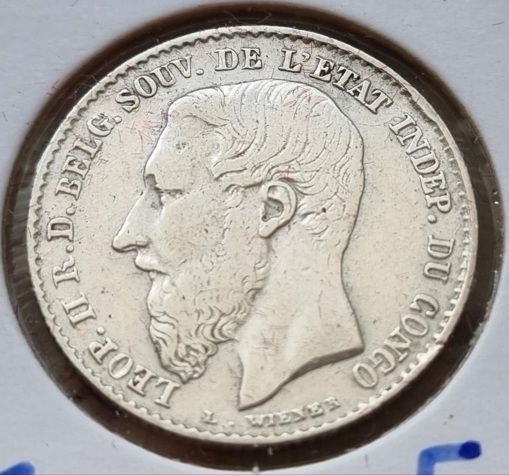 50 Cent 1891 Belgisch Congo (Leopold II), Enlèvement ou Envoi, Monnaie en vrac, Argent, Argent