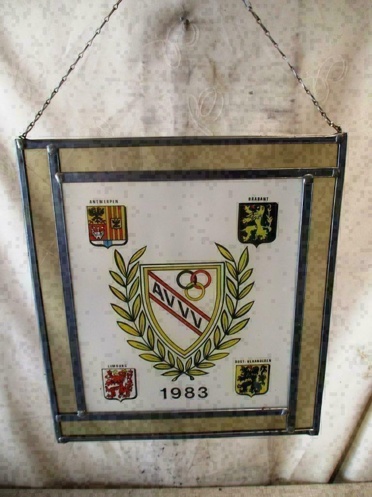 Prachtige Vintage Glas in Lood 'AVVV' - 28x26, Antiek en Kunst, Curiosa en Brocante, Ophalen of Verzenden
