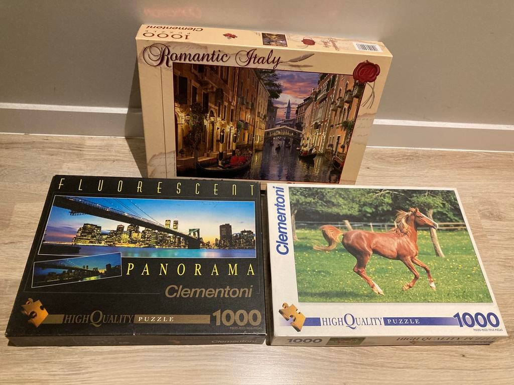 Clementoni puzzels set van 3 - 1000 stukjes, Ophalen, 500 t/m 1500 stukjes, Zo goed als nieuw, Legpuzzel