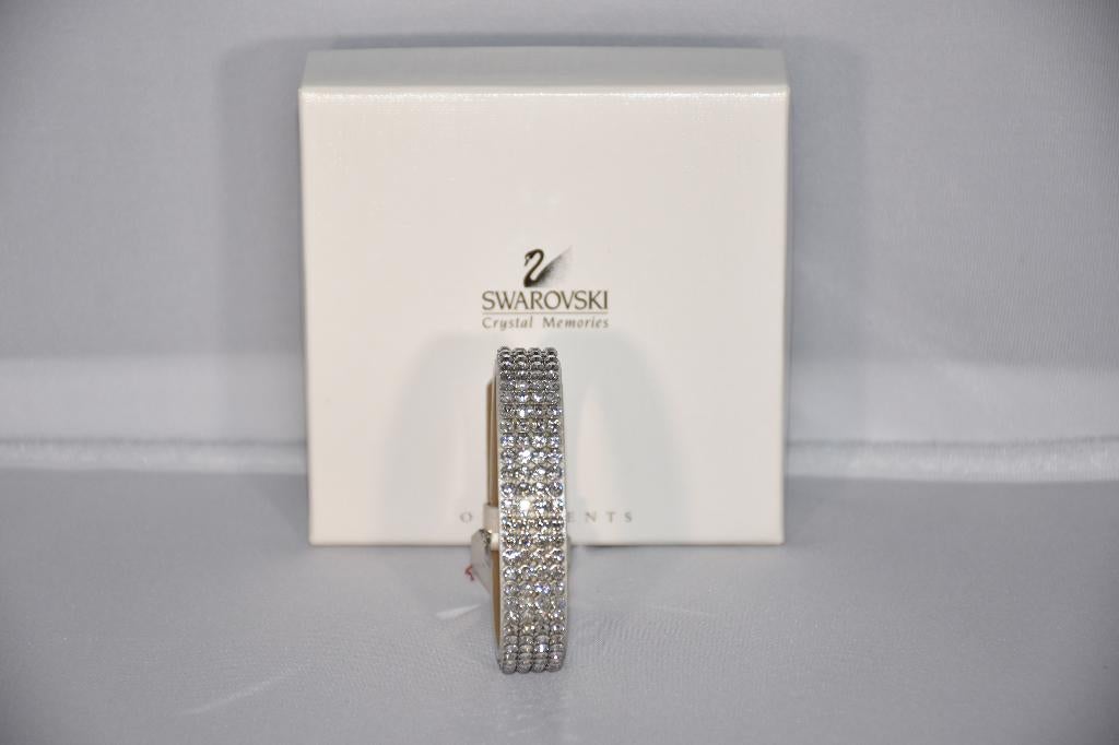 Bracelet argenté en cuir Swarovski, Ophalen, Zo goed als nieuw, Sieraad of Horloge