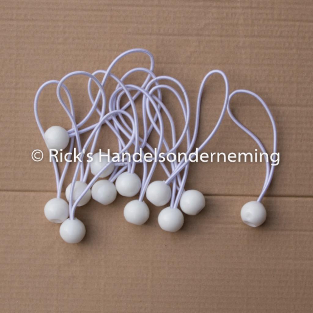 Elastiek met bal / tentspanner wit 12-delig lengte 17 cm, Caravans en Kamperen, Ophalen of Verzenden, Nieuw