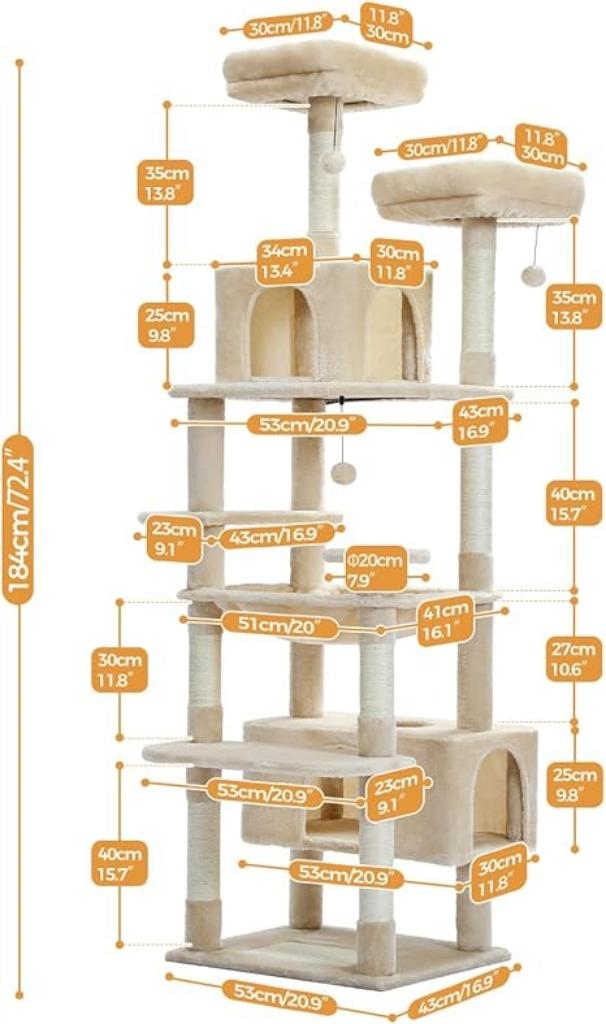Grote krabpaal | 184 cm | kattenhuis | kattentoren | Nieuw, Dieren en Toebehoren, -, Verzenden, -, Nieuw