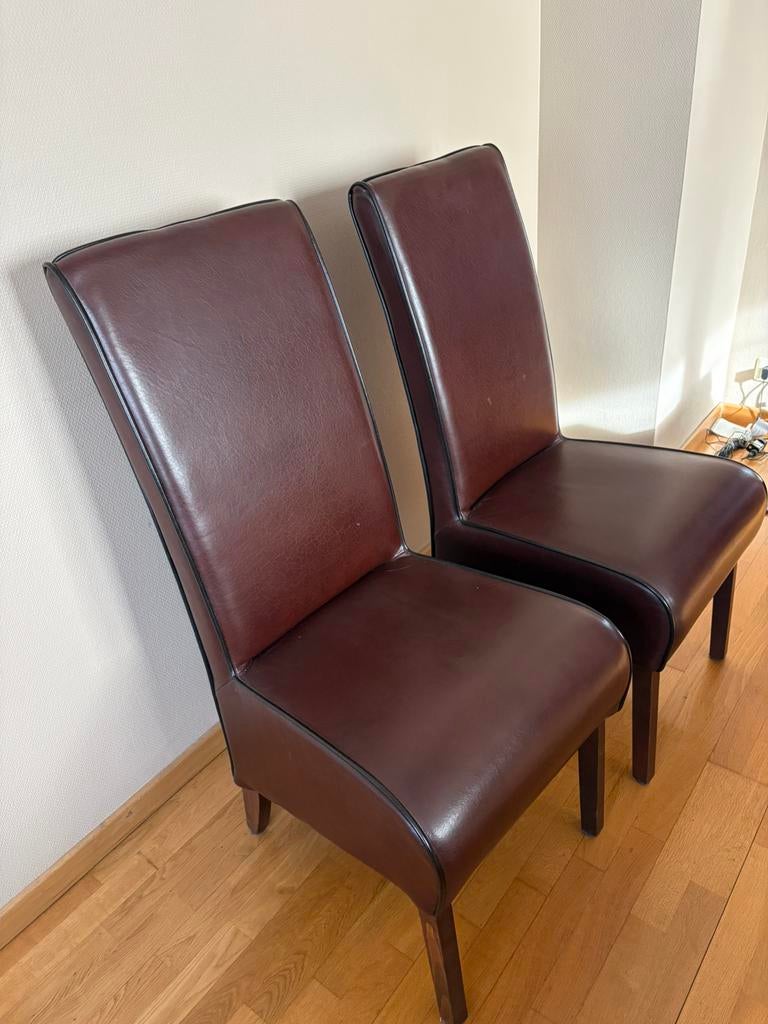 Chaises de salle à manger en cuir marron, ensemble de 4, Enlèvement, Brun