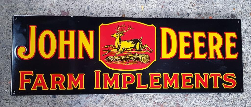 John Deere farm implements emaillen bord reclame borden, Verzamelen, Merken en Reclamevoorwerpen, Ophalen of Verzenden, Zo goed als nieuw