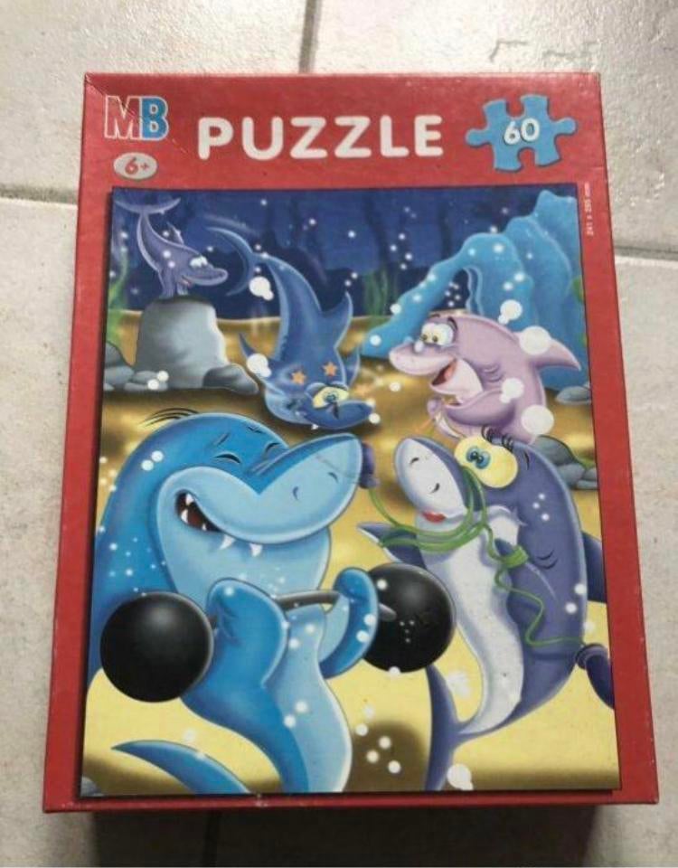 Puzzel haaien MB, Ophalen of Verzenden, Meer dan 50 stukjes, Zo goed als nieuw, 4 tot 6 jaar