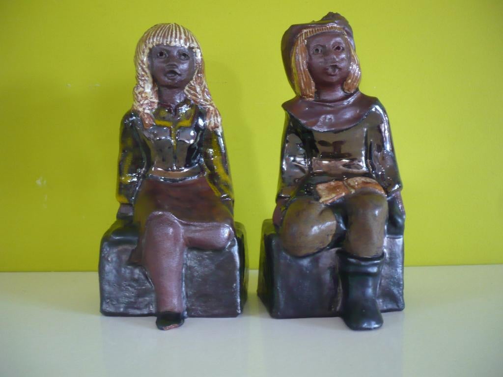2 mooie vintage beelden Perignem Liesbeth Vandeweghe, Antiek en Kunst, Antiek | Keramiek en Aardewerk, Ophalen of Verzenden