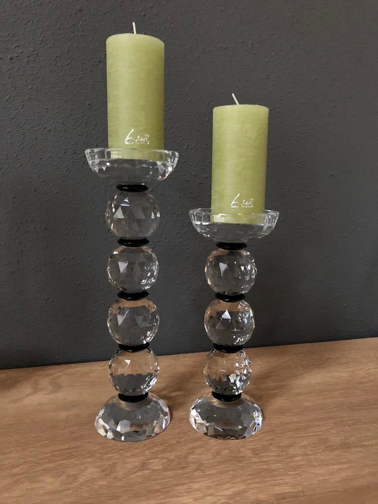 Ensemble de 2 bougeoirs cristal/verre, Maison & Meubles, Autres couleurs, Comme neuf, Autres matériaux, Chandelier