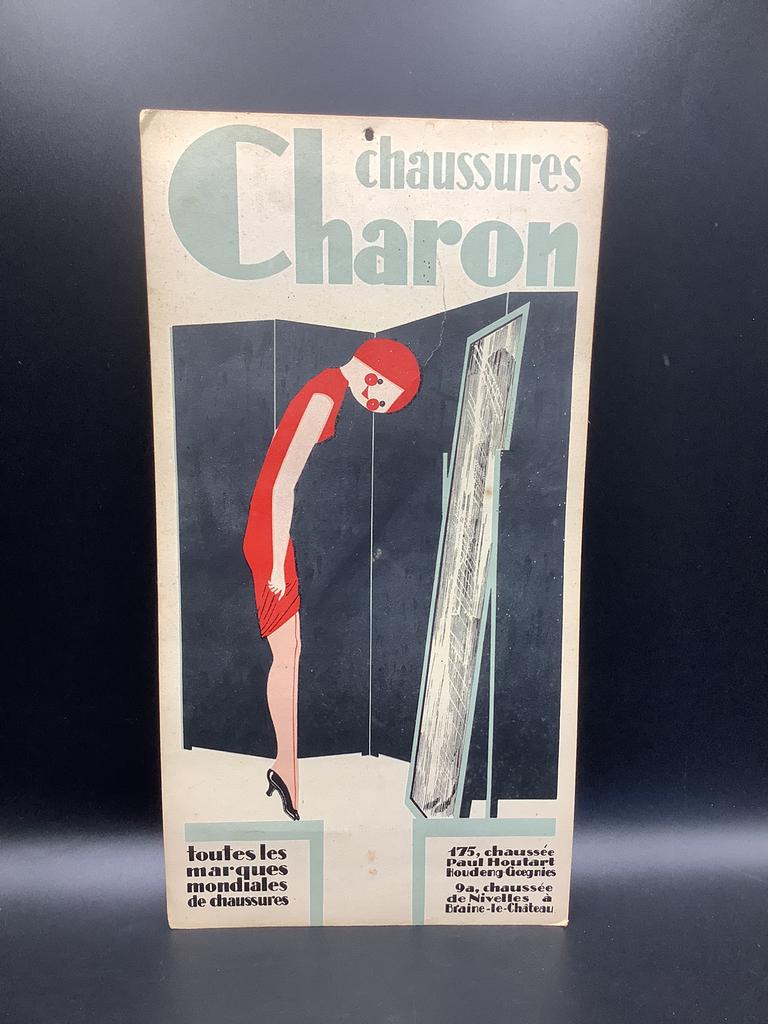 Plaque art déco chaussures Charon, Collections, Enlèvement ou Envoi, Comme neuf
