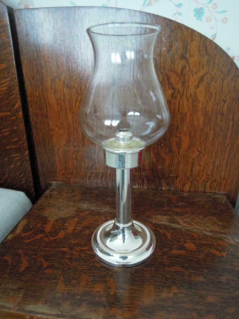 kaarsenhouder verzilverd met glas H29 merk: BMF spiraalveer, Overige materialen, 25 tot 50 cm, Nieuw, Ophalen of Verzenden