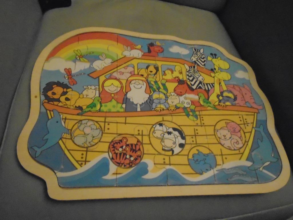 LOT:PUZZLE BOIS"ARCHE DE NOE"+2 PELUCHES, Enlèvement ou Envoi, Utilisé, Autres types