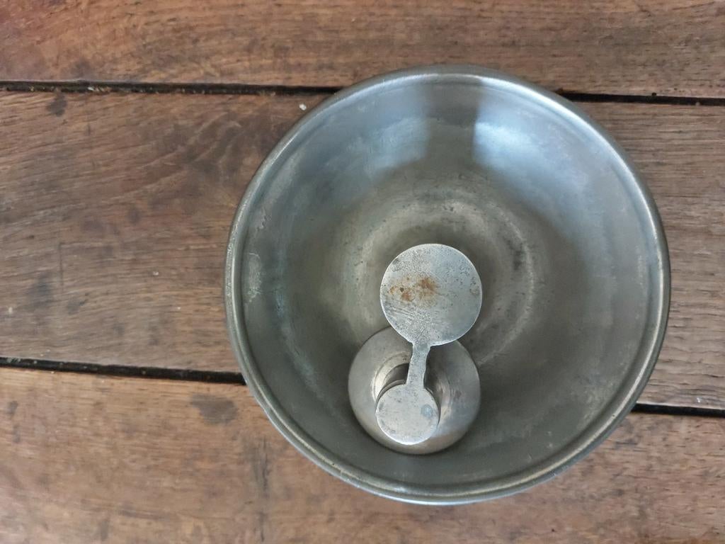 Kaarsenhouder + uitdover, Antiek en Kunst, Antiek | Tin, Ophalen of Verzenden