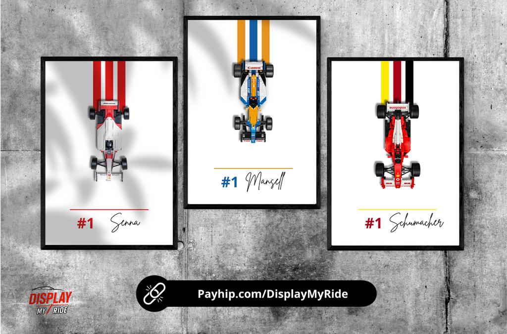 Affiches 50x70 LEGO F1 Senna Mansell Schumacher, Enlèvement, Lego