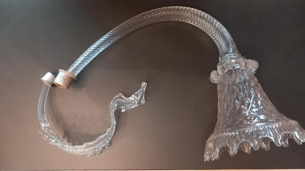 4 tulipes avec bras en cristal de Murano, Maison & Meubles, Enlèvement, Utilisé, Verre