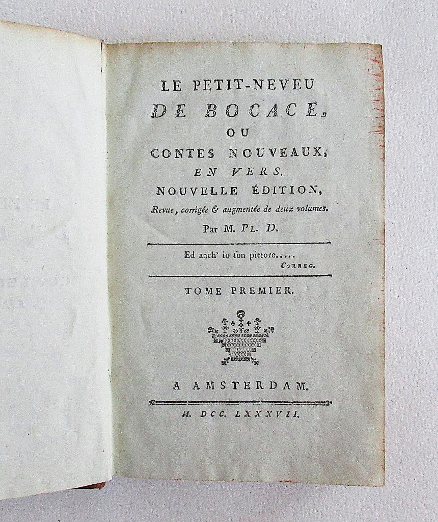 Livre ancien Le Petit-neveu de Bocace ou Contes 1/3... 1787, Antiquités & Art, Antiquités | Livres & Manuscrits, Enlèvement ou Envoi