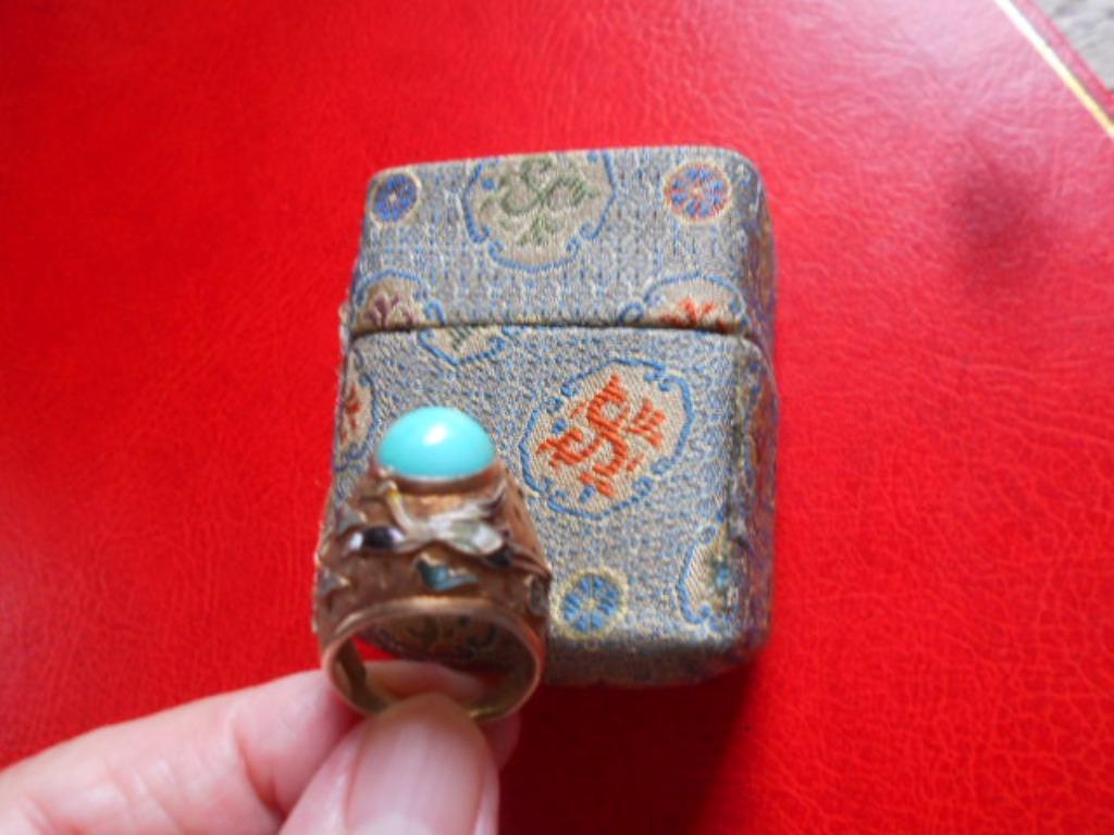 bague, or sur argent, avec turquoise, Chine, Bijoux, Sacs & Beauté, Enlèvement ou Envoi, Femme ou Homme, Or, Utilisé