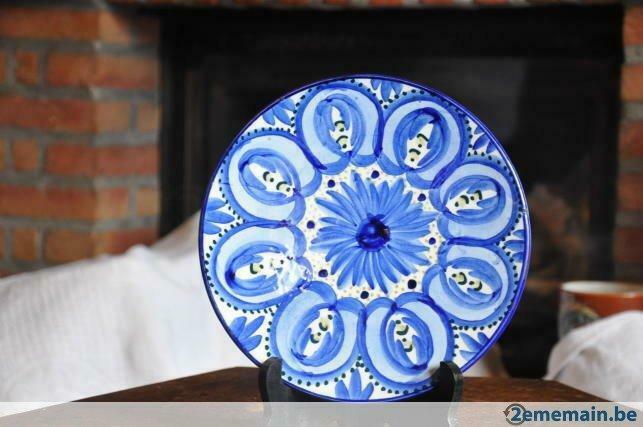assiette décorative tournesol bleu, Ophalen of Verzenden, Gebruikt