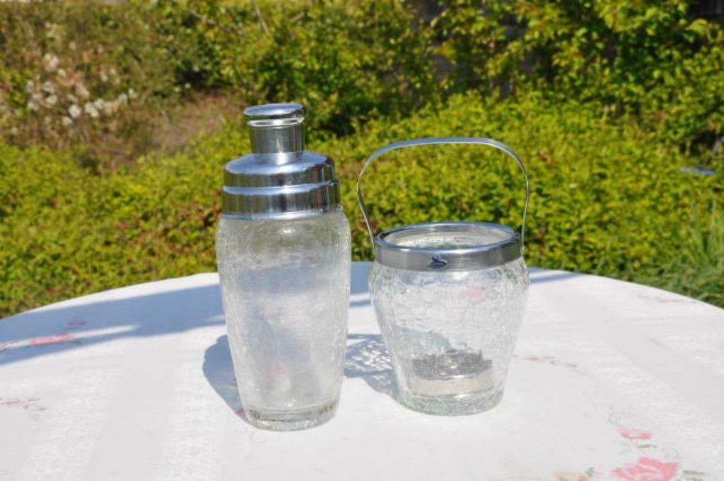 §  shaker avec seau a glaçons verre craquelé, Enlèvement ou Envoi