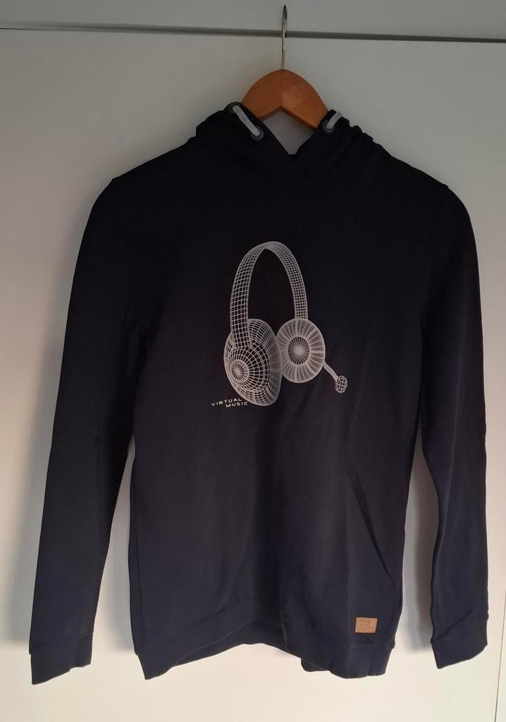 Donkerblauwe hoodie Fish and Chips maat 164 of 14 jaar, Fish&chips (JBC), Trui of Vest, Ophalen of Verzenden, Zo goed als nieuw
