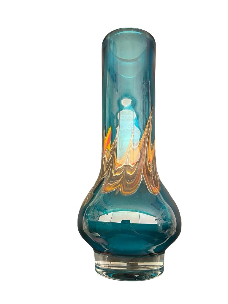 Blauwe artistieke glazen vaas door Heinrich Loonshardt, Antiek en Kunst, Ophalen of Verzenden