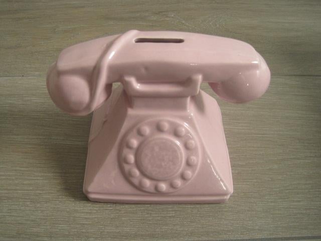 Spaarpot telefoon met hoorn roze, Ophalen of Verzenden, Nieuw, Steen, Aardewerk of Keramiek, Object of Gebouw