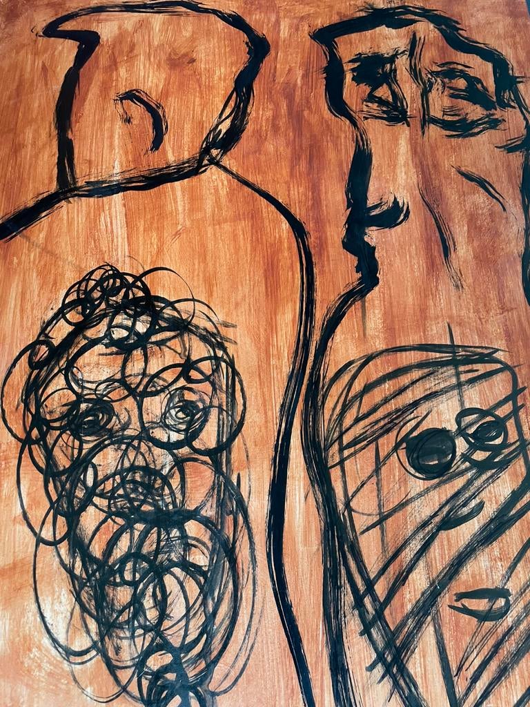 Schilderij Britt Houtkamp, acryl en inkt, 1993, Ophalen
