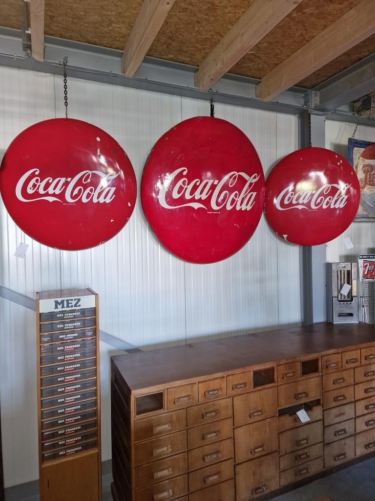Coca-Cola buttons 125cm &94 cm, Ophalen, Gebruikt, Reclamebord