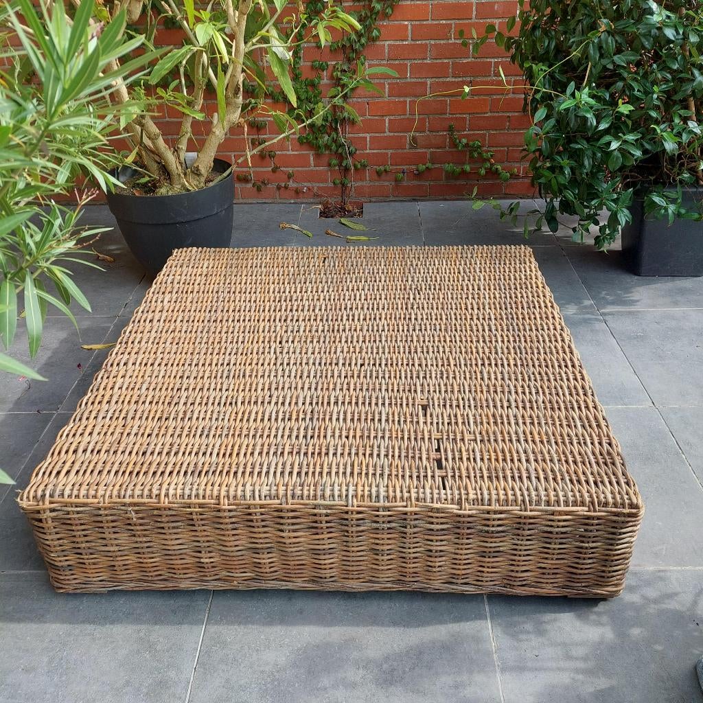 Rotan vierkante lage tafel, Ophalen, Gebruikt, Vierkant, Overige materialen