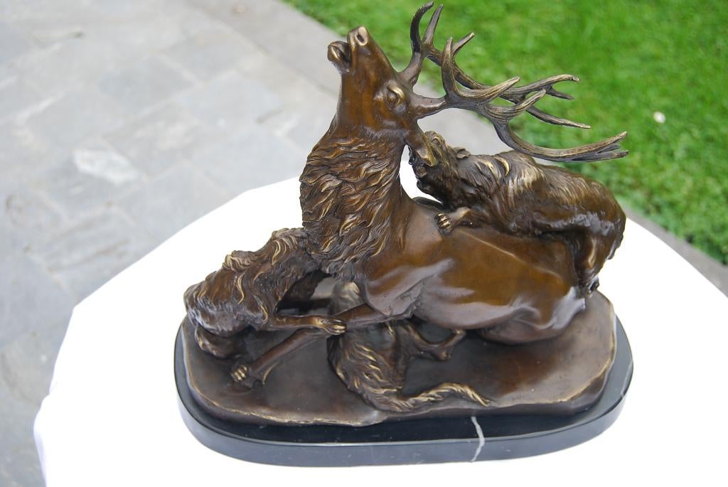 GRANDE STATUE EN BRONZE SIGNE (scène de chasse), Enlèvement ou Envoi, Bronze