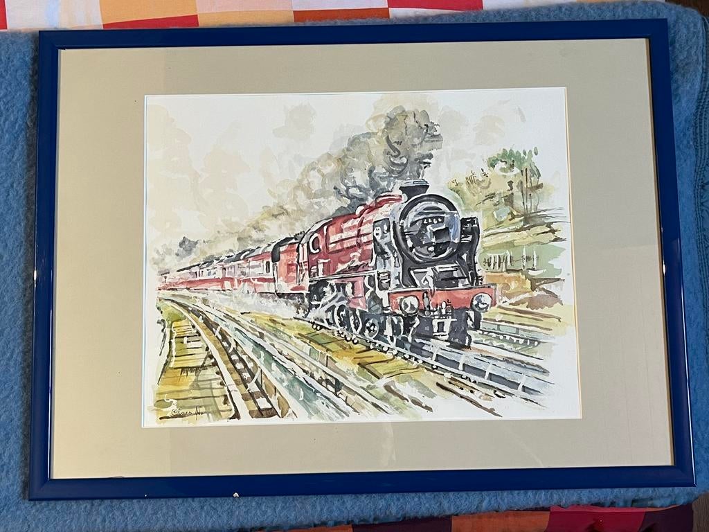 Aquarel van Claes - Treinlocomotief, Ophalen of Verzenden