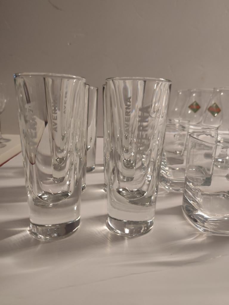 AVERNA, PALM, BRU parelt.... glazen, Verzamelen, Glas en Drinkglazen, Ophalen