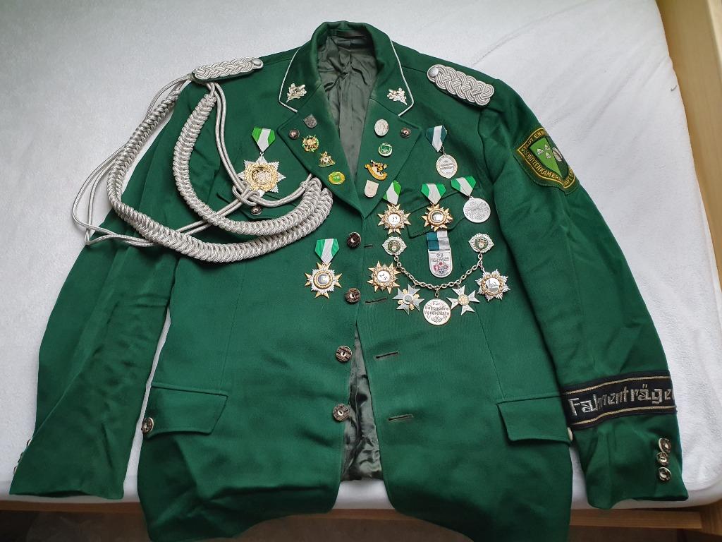 Oude Duitse jas officier schûtzen schutterij, Verzamelen, Ophalen of Verzenden, Lintje, Medaille of Wings
