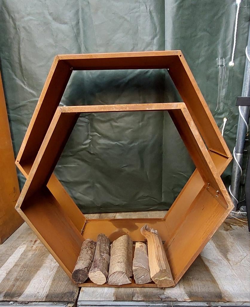 Houtopslag, Houtstockage in Cortenstaal., Tuin en Terras, Ophalen, Nieuw