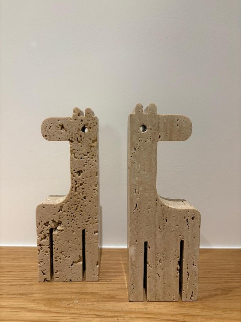 Paire de girafes en travertin, Fratelli Mannelli, Italy, 70s, Enlèvement, Comme neuf