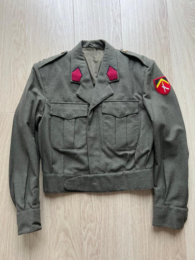 Veste militaire belge A.B.L. 1967 - infanterie - BEGETEX, Enlèvement ou Envoi, Comme neuf, Taille 48/50 (M), Vert