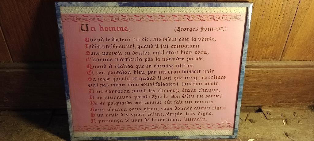 Poème calligraphié Georges fourest, Alan Breiz,Tournai,n209, Antiquités & Art, Art | Dessins & Photographie, Enlèvement ou Envoi