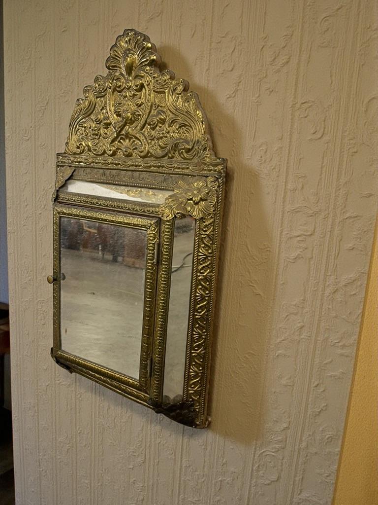 armoire murale/miroir vintage en laiton doré, Enlèvement ou Envoi
