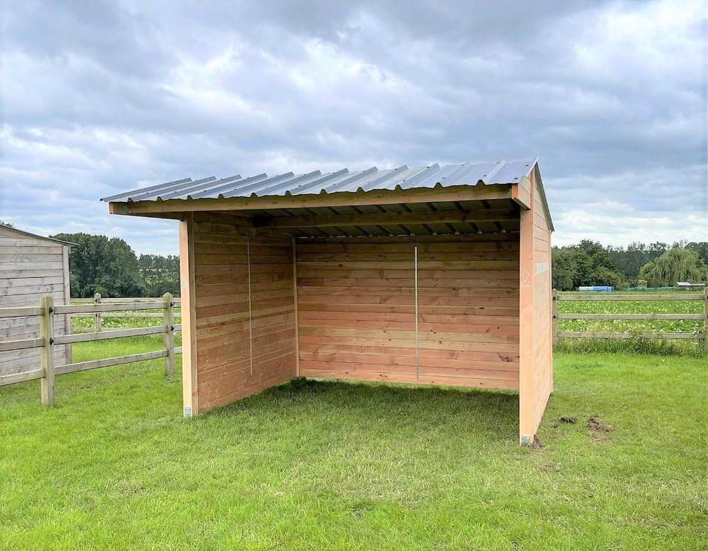 Abri en bois Douglas 3x4m - Kit à monter ou à monter, Pâturage, 2 ou 3 chevaux ou poneys