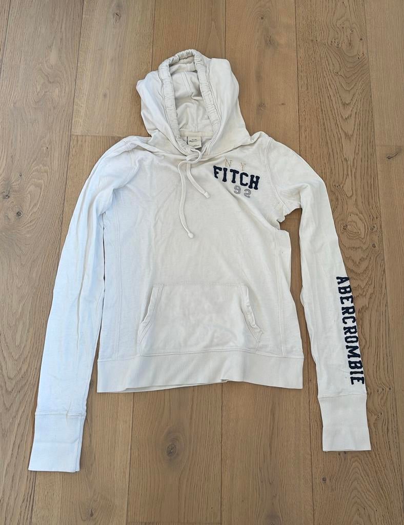 Abercrombie & Fitch hoodie fille L blanc, Enlèvement ou Envoi, Porté, Blanc