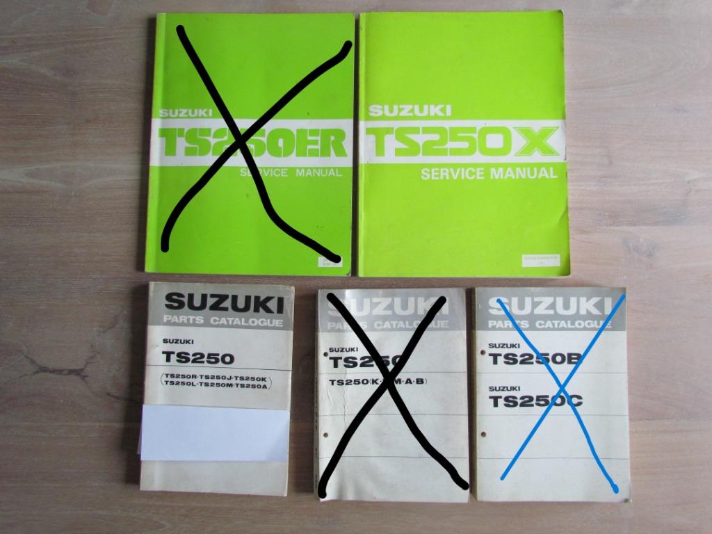 Werkplaatshandboek en parts catalogue Suzuki TS250, Motoren, Ophalen of Verzenden, Suzuki
