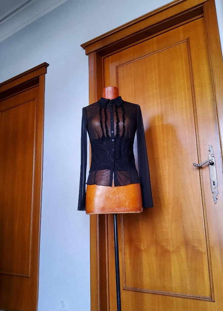 Zwart transparant met kant broderie bloes nieuw one size, ANDERE, Ophalen of Verzenden, Zwart, Overige typen