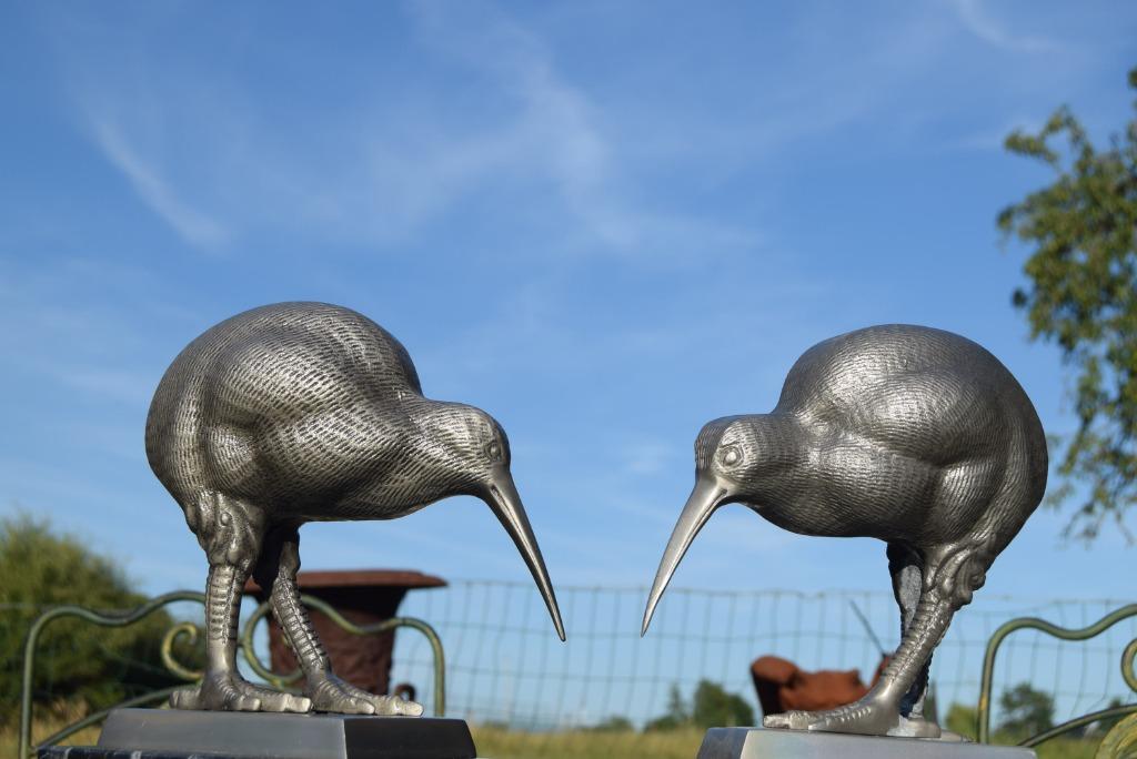Prachtig gegoten aluminium Kiwi-paar, Huis en Inrichting, Ophalen of Verzenden, Zo goed als nieuw