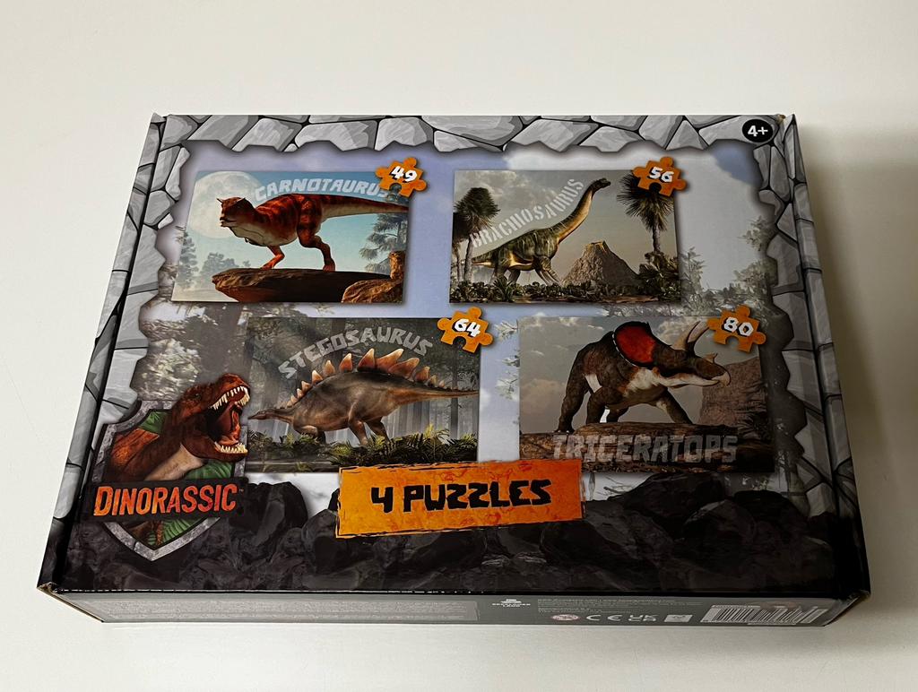 Quatre puzzles de dinosaures - Dinorassic, Enlèvement ou Envoi, Plus de 50 pièces, Neuf, 4 à 6 ans