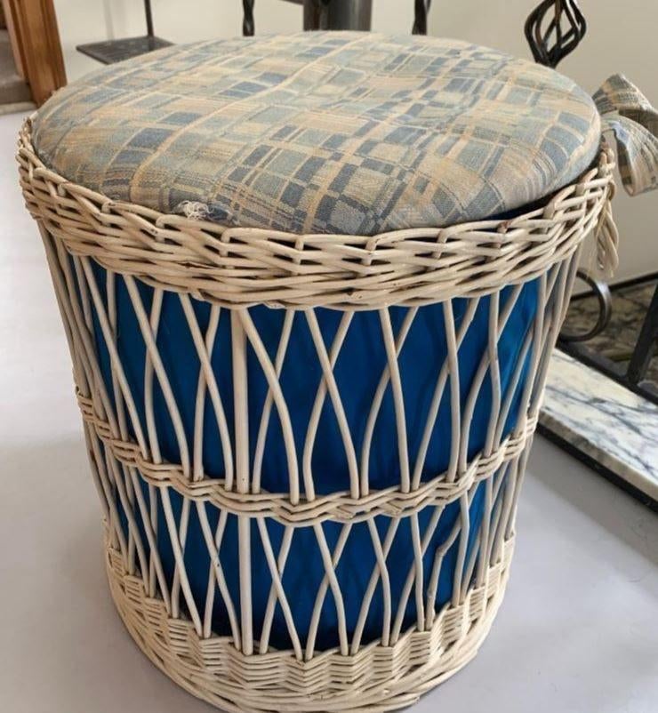 Vintage rotan mand jaren ‘70, Huis en Inrichting, Ophalen, Gebruikt, Rond, Mand