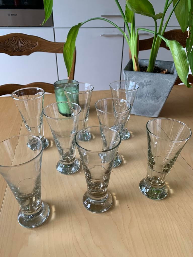 8 verres à pieds vintage originaux transparents, Enlèvement ou Envoi, Comme neuf, Autres types