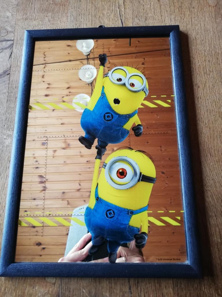 Frame met Minions spiegelachtergrond, Ophalen of Verzenden, Zo goed als nieuw, Spiegel
