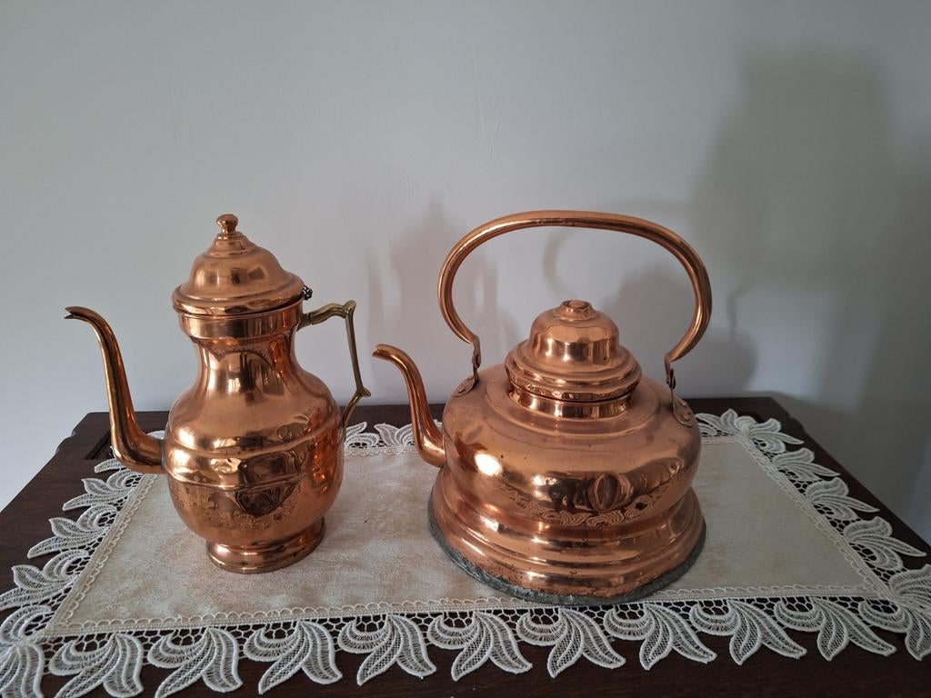 Koperen waterkoker, koffiekan, Antiek en Kunst, Ophalen