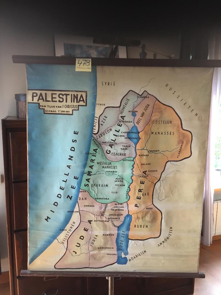 Retro schoolkaart Nr.478 :Palestina ten tijde van Christus, Ophalen of Verzenden, Gebruikt