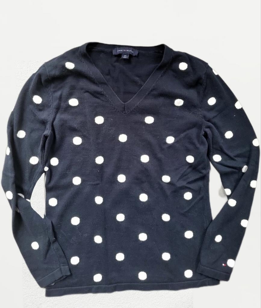 Pull femme Tommy Hilfiger – Bleu marine à pois blancs, Enlèvement ou Envoi, Taille 36 (S), Comme neuf, Bleu