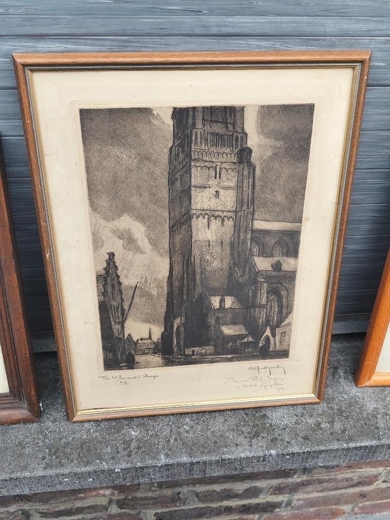 Gravure signe alfred martin, Antiek en Kunst, Ophalen of Verzenden